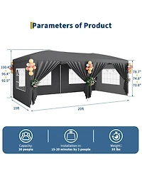 Homfan Oxford Fabric Cantilevered Folding Shelter with Eaves, Outdoor Pop-Up Camping Canopy for Patio Beach Backyard