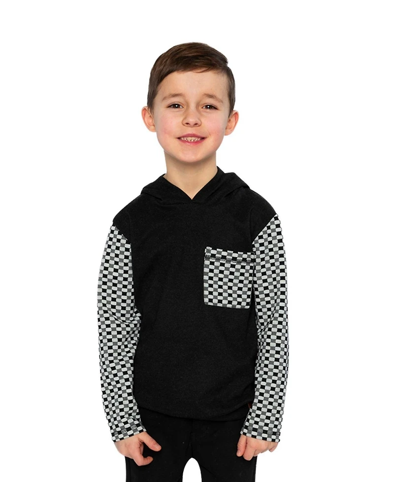 Deux par Little and Big Boy (6Y - 12Y) block Hooded Top with Chest Pocket Hoodies
