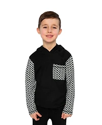 Deux par Little and Big Boy (6Y - 12Y) block Hooded Top with Chest Pocket Hoodies