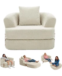 homfan 3-in-1 Folding Memory Foam Sofa Bed, Convertible Floor Futon Chair with Washable Cover