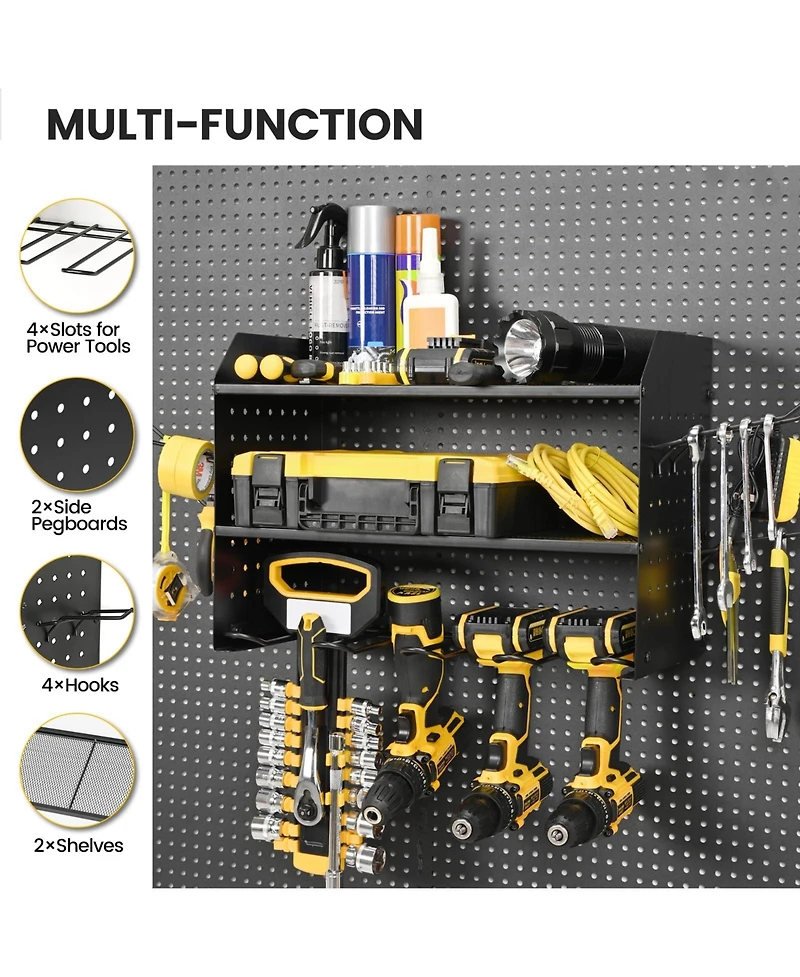 Xdovet Power Tool Organizer Wall Mount Drill Holder Pegboard Rack Hooks Workshop Storage