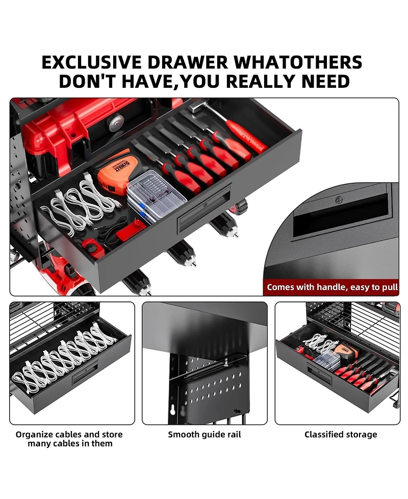 Xdovet Power Tool Organizer Wall Mount 4 Layers Drill Holder Garage Storage Rack