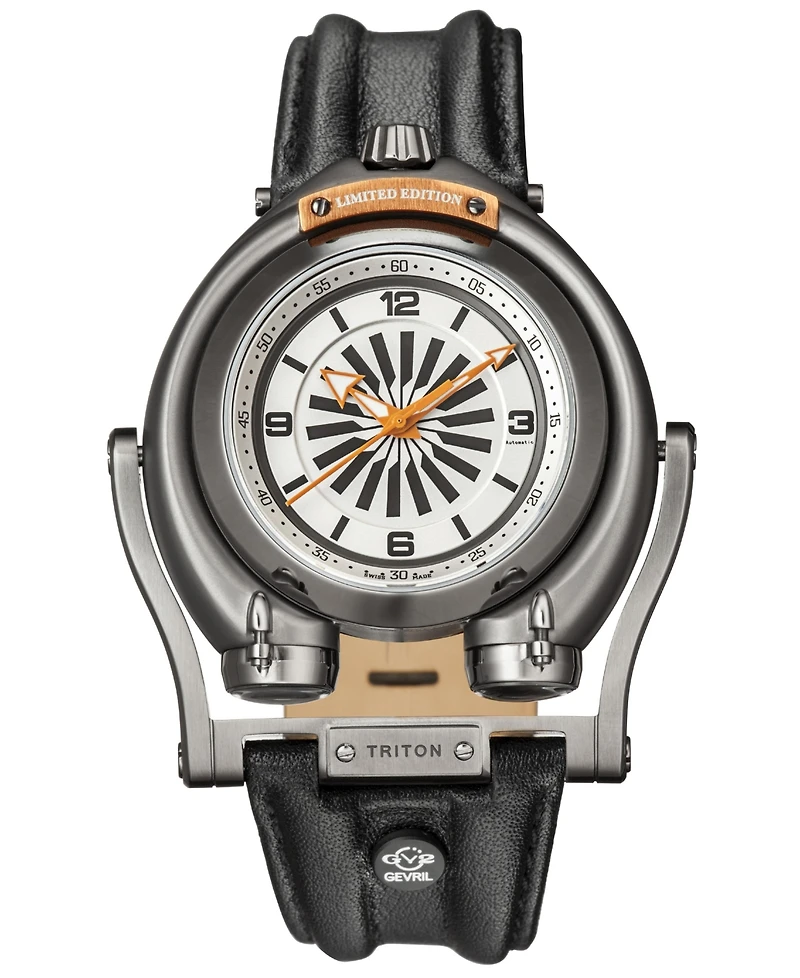 GV2 by Gevril Men's Triton Swiss Automatic Leather Strap Watch