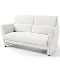 homfan 57" Boucle Loveseat Sofa, Small 2-Seater Couch with High Backrest, Removable Lumbar Pillows, Easy Assembly