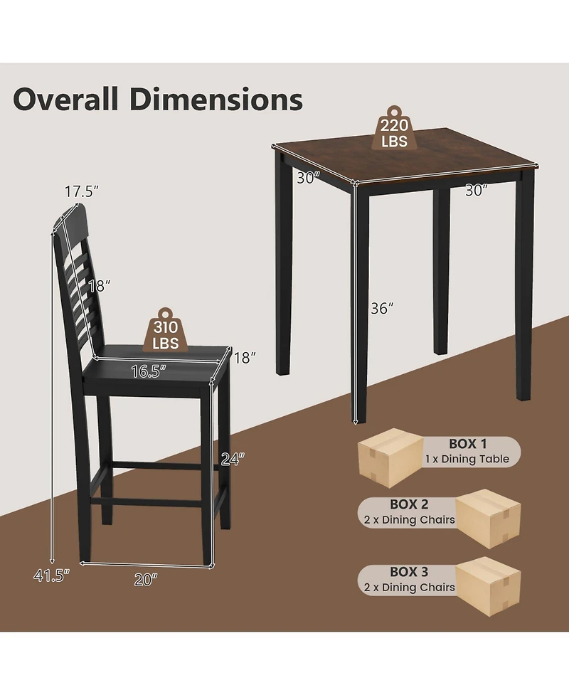 Slickblue 5-Piece Counter Height Kitchen Table Set with Footrest and Wood Frame