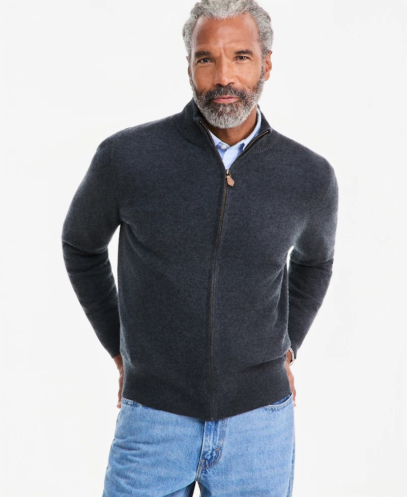 Club Room Men's Full-Zip Cashmere Sweater, Created for Macy's