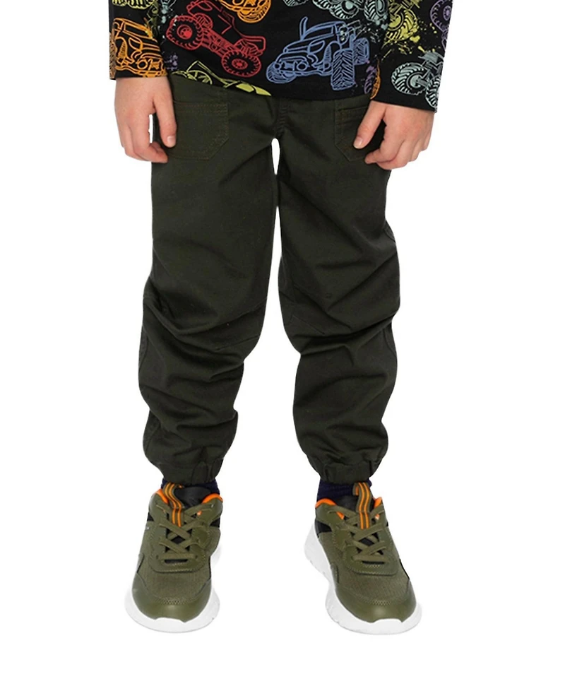 Deux par Baby Boys Stretch Canvas Jogger Pants Very Dark Green