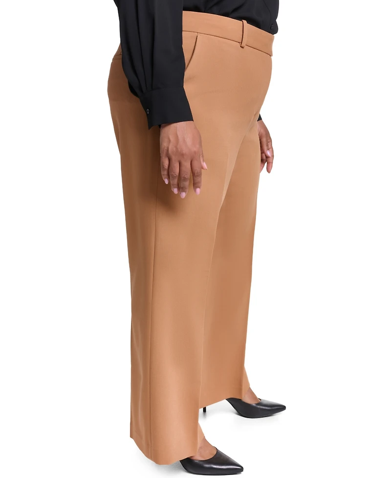 Karl Lagerfeld Paris Plus Wide Leg Mid-Rise Woven Pants