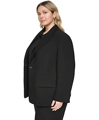 Karl Lagerfeld Paris Plus One-Button Notch Lapel Blazer