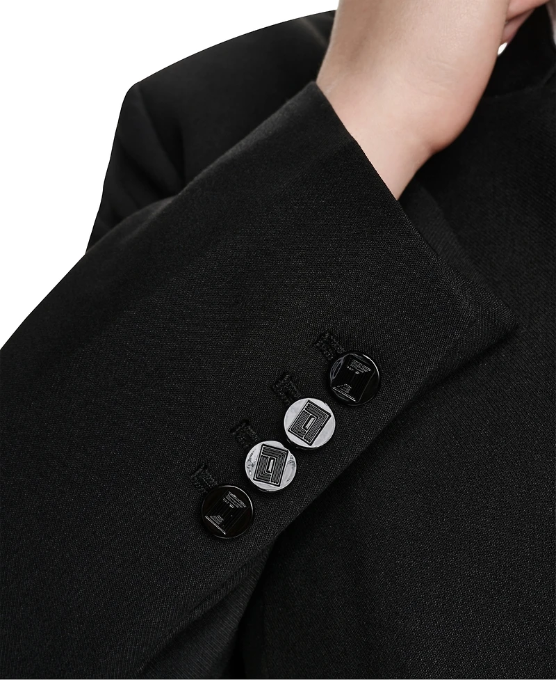 Karl Lagerfeld Paris Plus One-Button Reverse Lapel Banded Blazer