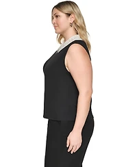 Karl Lagerfeld Paris Plus Imitation Pearl Collar Knit Top