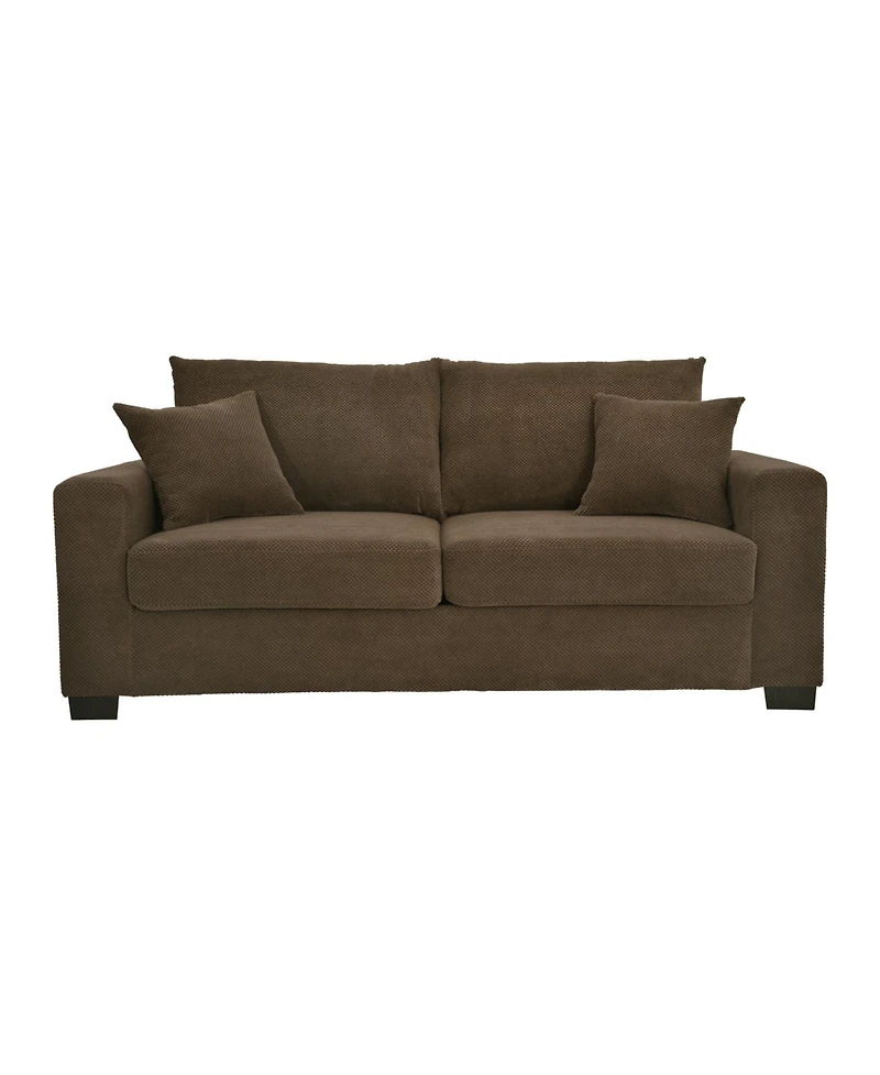 Rainsken Loveseat Sofa, with 2 Throw Pillows, Comfortable Upholstered Couch, Textured Fabric, for Living Room, Apartment, Office, Easy Assembly