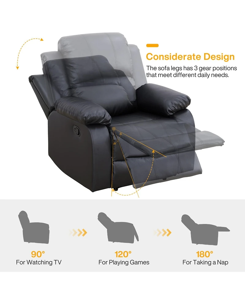 Tribesigns 182" Recliner Sofa Set, 6-Seater Leather Sectional Sofa with Storage Console, Cup Holders, Pillow Top Arms