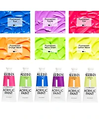 Meeden Acrylic Paint, 6 Colors Acrylic Paint Set, Pro Tubes, Rich Pigments Non-Toxic Neon Paint, Art and Craft Paints