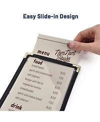Yescom WeChef 30 Pcs 4.25 x 14" Restaurant Menu Covers Single Page 2 View Menu Sleeves Double-Stitched Edge Pvc for Wine List