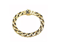 Rachel Glauber Bold Men's 14K Gold Plated Black Enamel Link Chain Bracelet