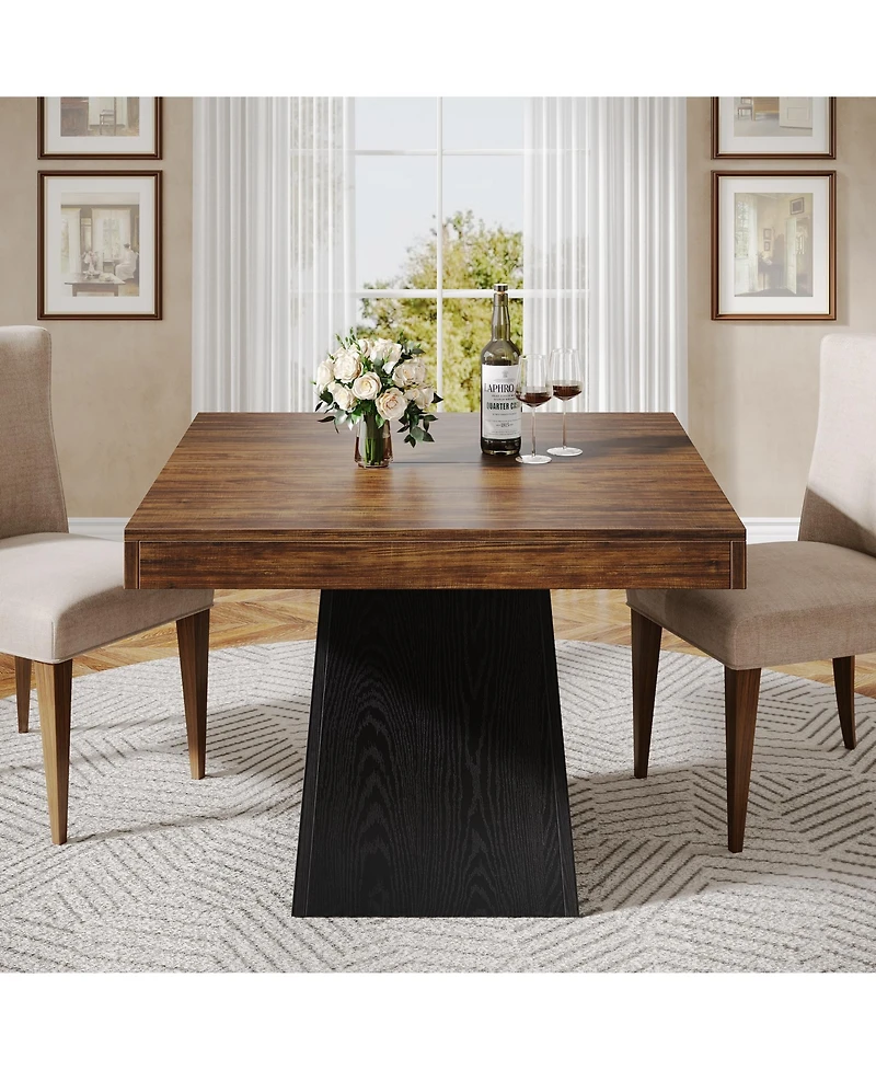 Tribesigns Square Dining Table for 4, 31.5-Inch Kitchen Small Dinner with Sturdy Pedestal Base, Farmhouse Room