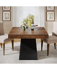 Tribesigns Square Dining Table for 4, 31.5-Inch Kitchen Small Dinner with Sturdy Pedestal Base, Farmhouse Room