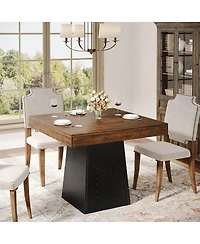 Tribesigns Square Dining Table for 4, 31.5-Inch Kitchen Small Dinner with Sturdy Pedestal Base, Farmhouse Room