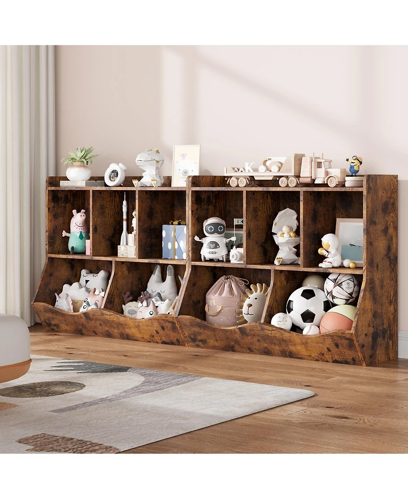 homfan Kids' Toy Storage Organizer with Open Compartments and Tilting Bins - Durable Safe Children's Bookshelf for Playroom Bedroom