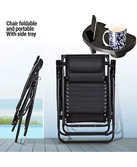 Aofar Zero Gravity Folding Reclining Lounge Chair with Side Tray
