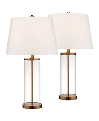 360 Lighting 26" High Cylinder Country Cottage Table Lamps Set of 2 Fillable Glass Living Room Bedroom