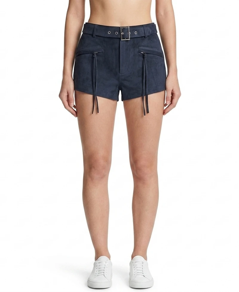 Blank Nyc Women's Midnight Drift High-Rise Suede Shorts
