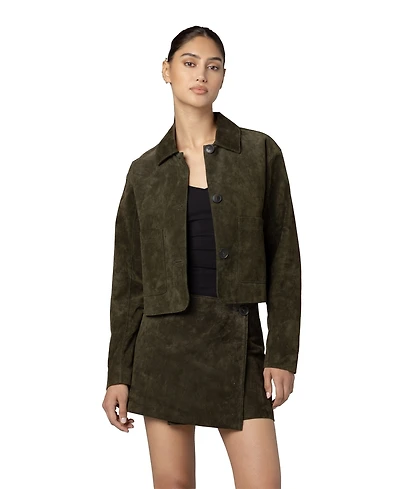 Blank Nyc Women's Spicy Herbs Collared Suede Jacket