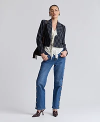 Avec Les Filles Women's Cropped Double-Breasted Blazer