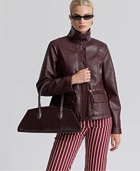 Avec Les Filles Women's Textured Mock Neck Jacket