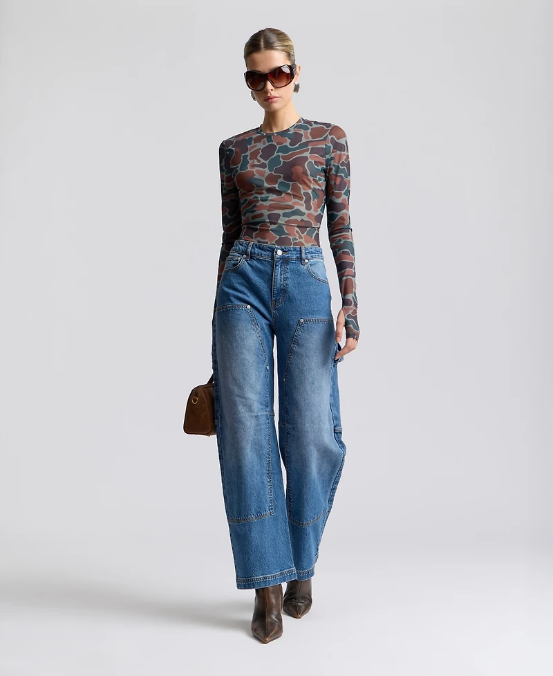 Avec Les Filles Women's Mid-Rise Curved-Leg Jeans