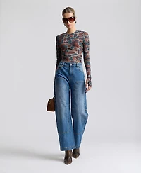 Avec Les Filles Women's Mid-Rise Curved-Leg Jeans