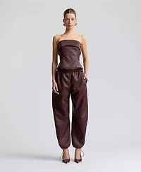 Avec Les Filles Women's Faux Leather Sleeveless Tube Top
