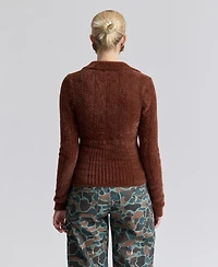 Avec Les Filles Women's Spread Collar Keyhole Sweater
