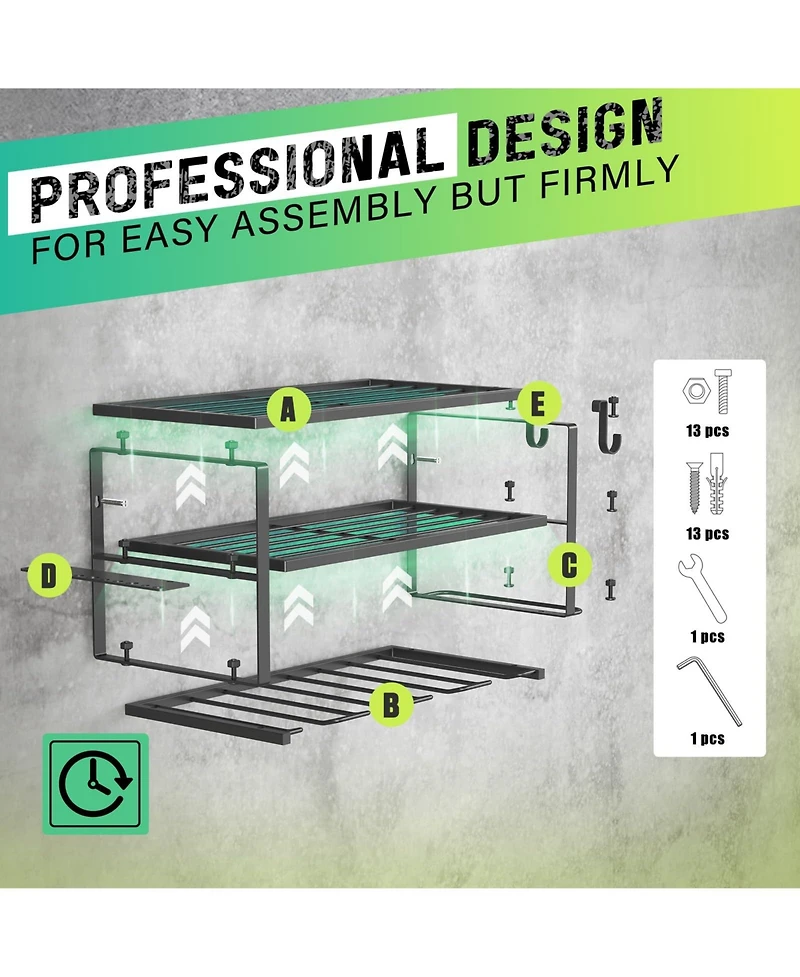 Xdovet Power Tool Organizer Wall Mount 3 Layer Iron Drill Holder Storage Rack