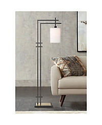 Possini Euro Design Torrance Modern Industrial 65" Tall Downbridge Arc Floor Lamp Matte Warm Frosted Glass Shade for Living Room