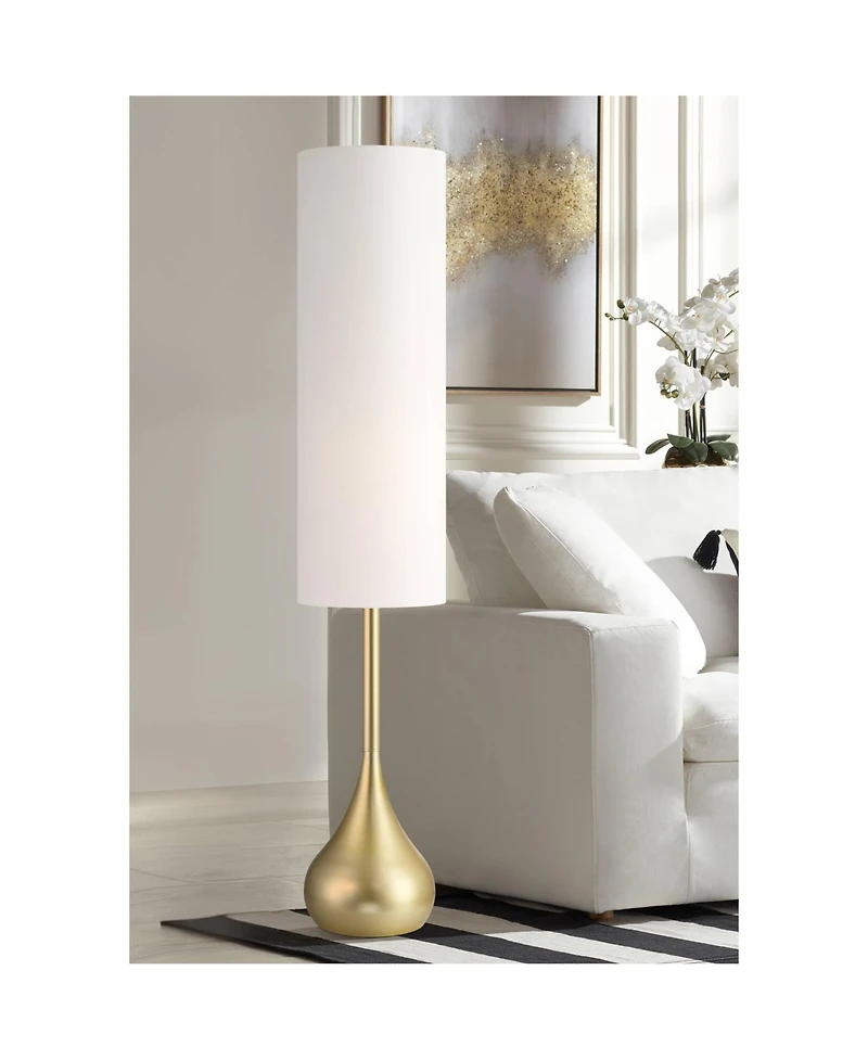 Possini Euro Design Moderne Mid Century Modern 62" Tall Standing Floor Lamp Droplet Foot Switch Metal Soft Finish Living Room