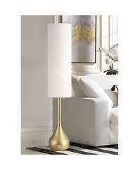 Possini Euro Design Moderne Mid Century Modern 62" Tall Standing Floor Lamp Droplet Foot Switch Metal Soft Finish Living Room