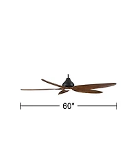 Casa Vieja 60" Lotus Bay Indoor Outdoor Ceiling Fan 5 Blade Led Light Remote Control Matte Motor Walnut Finish Blades Damp Rated