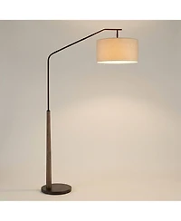 Franklin Iron Works Kipling Farmhouse Rustic 76" Tall Standing Floor Lamp Large Arc Foot Switch Bronze Wood Living Room Bedroom