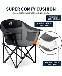 Mooncool Padded Camping Chair Portable Heavy Duty Arm Chairs with Side Pockets Cup Holder