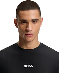 Boss by Hugo Men's Active Jacquard-Stripe Logo Slim-Fit T-Shirt