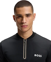 Boss by Hugo Men's Moisture Management Zip-Neck Slim-Fit Polo Shirt