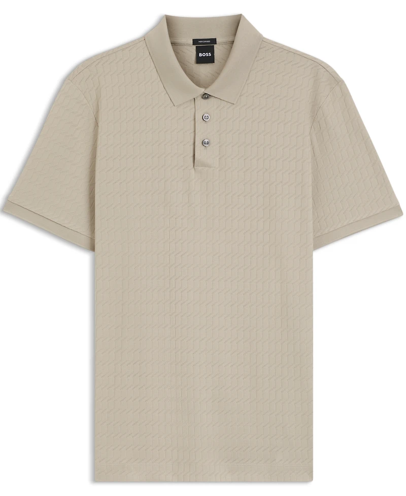 Boss by Hugo Boss Men's Geometric Jacquard Cotton Polo Shirt