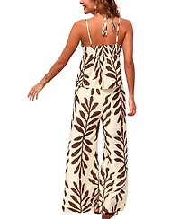 Cupshe Women's Leaf Print Keyhole Cami Top and Wide Leg Pants Matching Set