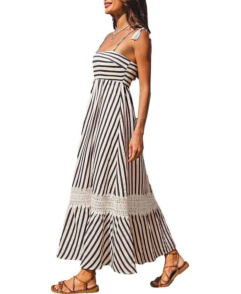 Cupshe Women's Champagne Dreams Striped Maxi Beach Dress