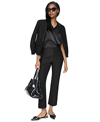 Dkny Petite Pinstripe Ponte High-Rise Front-Zip Pants
