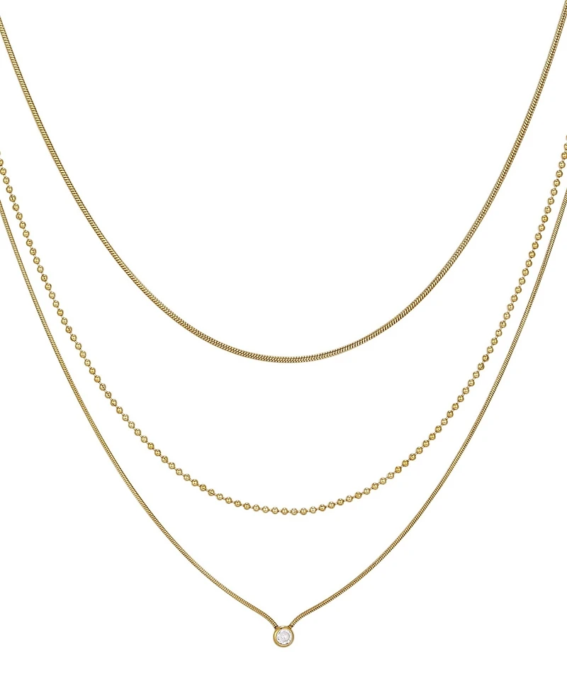 Adornia Tarnish Resistant Gold Set of 3 Connected Necklace