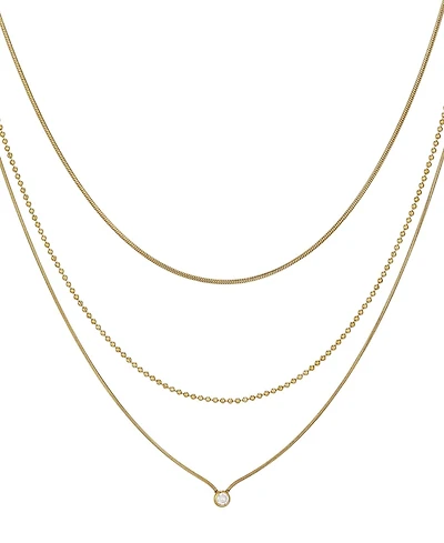 Adornia Tarnish Resistant Gold Set of 3 Connected Necklace