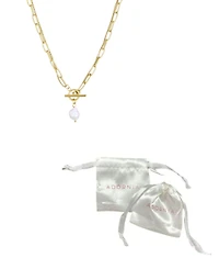 Adornia Tarnish Resistant Gold Layered Natural Freshwater Pearl Toggle Necklace